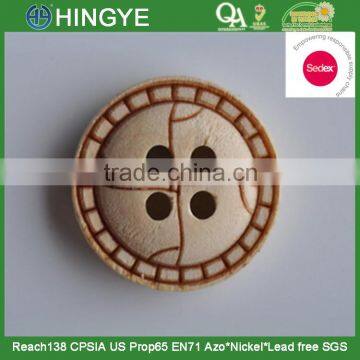 Sedex Audited Factory 2 Pillar Laser Engraved Logo 2 Holes Wooden Button