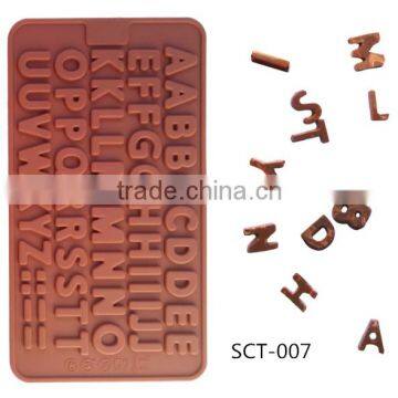 2016 Hot Sale Food Grade FDA and LFGB 26 Letter Shape Silicone Chocolate Mould and Ice Cube Tray