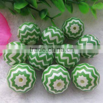 Big Discount High Quality 20MM Lime Green Waves Strips beads Jewelry Fashion Acrylic Pearl Zig zag Chevron Beads