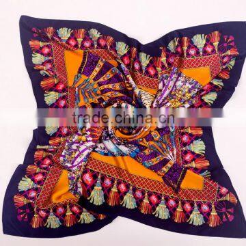 110*110cm Women's Digital Printed Crepe Satin Large Square Silk Scarf ,fashionable Hijab Scarf Supplier's Choice photo-5