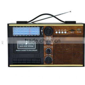 Recording Function Classic Wooden USB SD Portable AM FM Cassette Radio