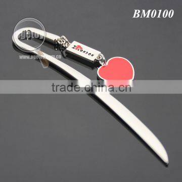 140MM Letter Knife I LOVE LONDON Souvenir Stationery Red Heart Shaped Promotional Custom Metal Bookmark