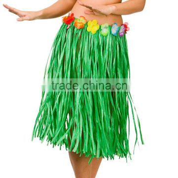 Fashion hawaii costume blue color hawaii hula dance skirt with flower decoration BWG-2084