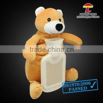 750ml white rubber hot water bag with bear cover