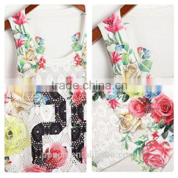 Latest Fashion White Printed Sleeveless Ladies Tops for Women photo-4