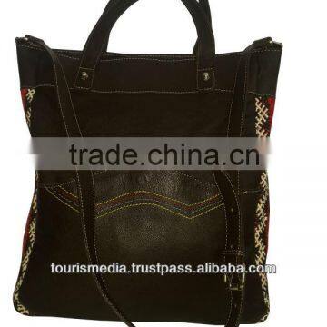 Wholesale Handmade Moroccan Kilim Tote Bags Genuine Leather Handwoven Kilim Handbag Ref08 photo-2