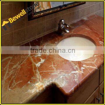 Prefabricated Rojo Red Rosso Alicante Marble banjo bathroom vanity