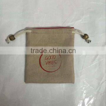 Custom Two Layers Small Linen Bag, Linen Drawstring Gift Bag With Red Suede Inside &red Logo for Jewelry Packing Quality Choice photo-3