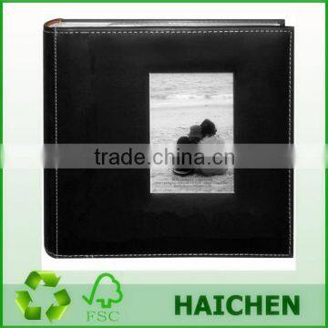 Black Sewn Leatherette Frame Cover Album for 4"x6" p o album