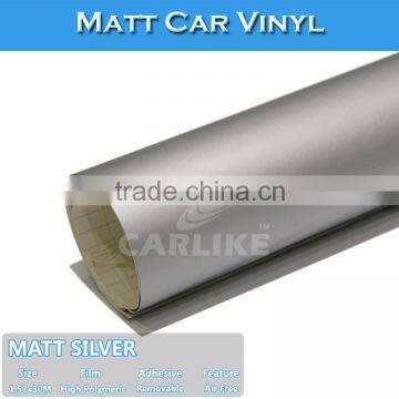 Hot Sales 1.52x30M Top Quality Matt Silver Color Wrap Car Vinyl Foil