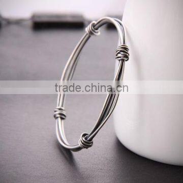 Handcrafted With Different Gauges Of Sterling Wire Bangle