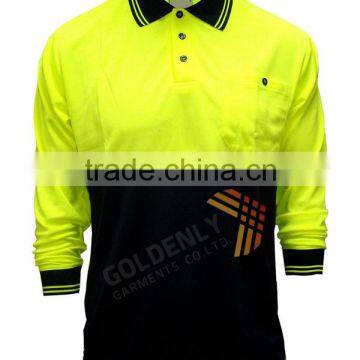 men's cotton bank long sleeve safety polo shirt made in China hot sale in 2015