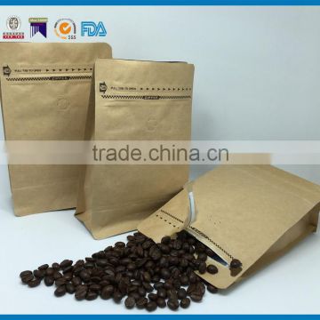 Kraft paper stand up zipper tear mouth pouch with valve