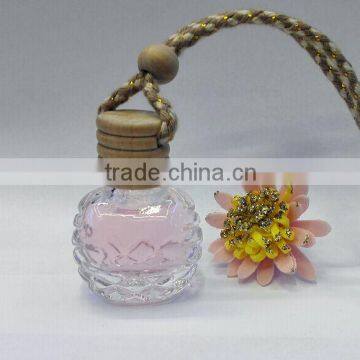 Wooden Cap With Rope Glass Refill Empty Car Perfume Diffuse Hanging Bottle