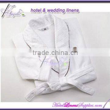 shawl collar wholesale white terry spa robe, terry bath robes in shawl collar style for hotels, motels, spas, clubs