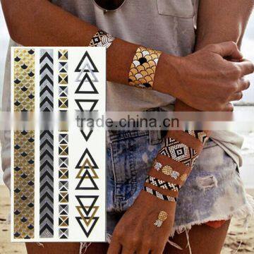 Gold Metallic Tattoo Temporary Flash Tattoos Metal Body Art Sex Stickers