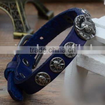 LM359 Hot Selling Real Leather Bracelet With Vitage Rivets