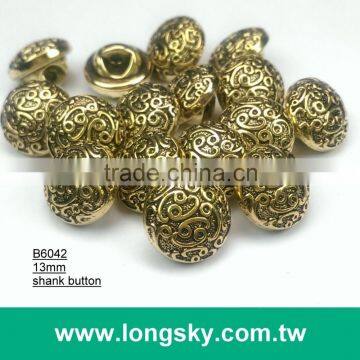 (#B6042/13mm) Taiwan Made Classical Plated Cloud Stripes Small Shank Buttons for Lady Dress photo-2