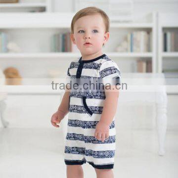 DB1034 wholesale davebella 2014 summer new arrival 100% cotton printed baby rompers clothes baby coverall baby striped jumpsuit