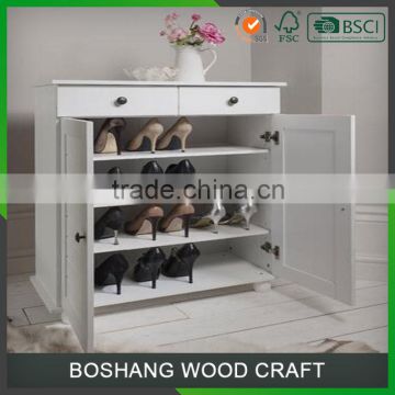 4 Tier Luxury White Wooden Shoe Cabinet