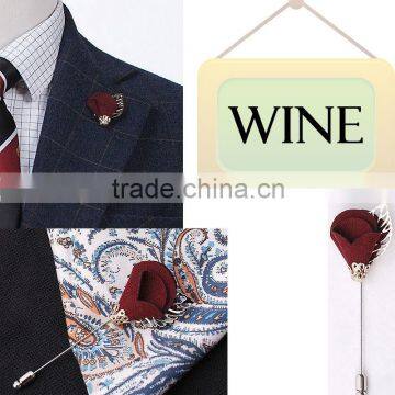 Lapel Pin Urban Diseno Red Velvet Flower Gold Petal Lapel photo-2