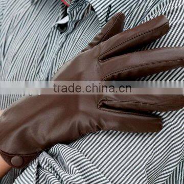 men's winter sheepskin brown color leather gloves