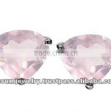 1.85ctw Genuine Rose Quartz Hearts .925 Sterling Silver Stud Earrings