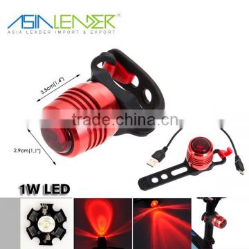 Red Light 3 Modes 100%-50%-Flash 1W LED Bike Tail Light LED Rechargeable