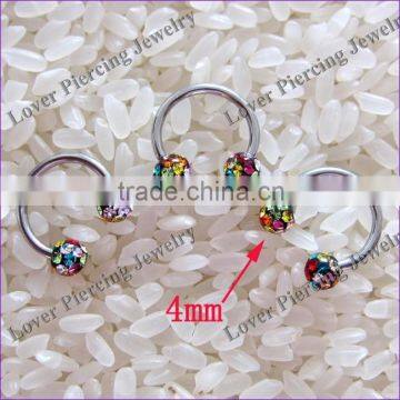 With Epoxy Covering Gems Ball Stainless Steel Unique Nose Piercing Ring [FC-991]