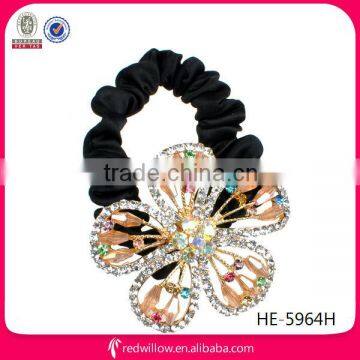 Wholesale colored rhinestone elastic hair ties