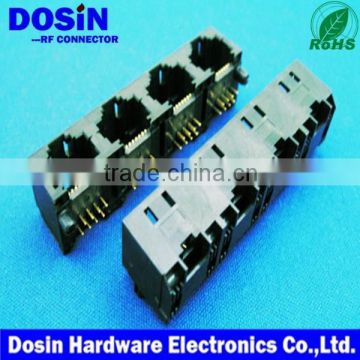 competitive price 4 ports RJ45 pcb modular jack connector for telecom