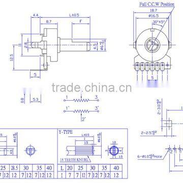 HW-165KP Plastic Shaft Potentiometer the Wholesale Price Rotary Potentiometer photo-2