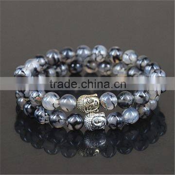 KJL-0076 2015New Product Beads Dragon Veins Agate Stone Beads Buddha Bracelet Men Stretch Jewelry