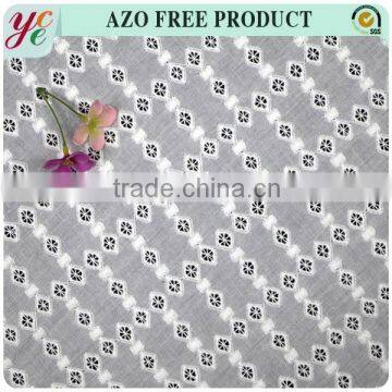 Square Hole Design White Cotton Swiss Voile Lace Embroidery Fabric photo-3