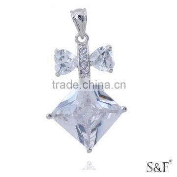 q8880221 Rhodium Plated Colorful natural stone pendant