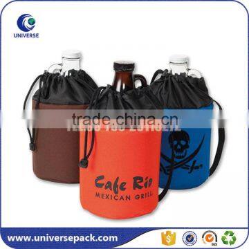 Custom nylon wine bottle bags with drawstring