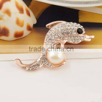 2016 high quality rhinestone cute little alloy pearl brooch