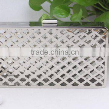 New Personalized Leather Clutch Bag Silver Frame photo-2