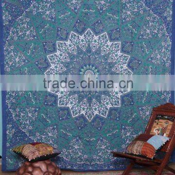 Blue Indian Cotton Wall Hanging Tapestry Home Decor Beach Throw Mandala Tapestry Indian Tapestry Wholesaler bohemian Tapestry