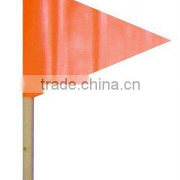 Triangle Yellow Traffic Safety flag with wood pole