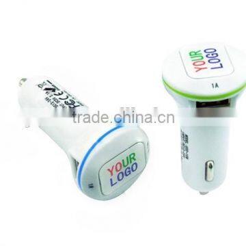 Hot Portable Promotional Custom Logo 5v 2.1A Dual Usb Port Car Charger for Iphone 6 And Ipad Air in the Same Time