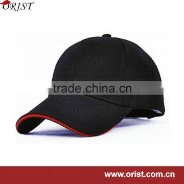 black cotton sports baseball clap with red sandwich visor