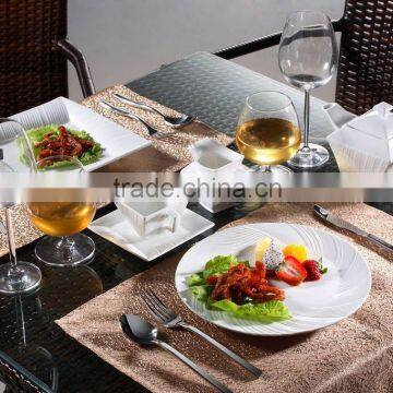 white porcelain dinnerware sets w.bevel edge