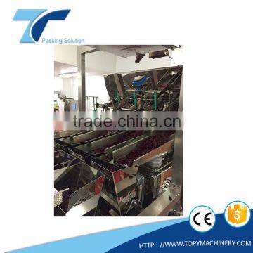 Automatic linear scale with double trays for crackers, beef chicken jerky, small potatos bigger granulates packing machine