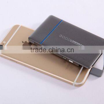 (Hot ) 3000mAh Credit Card Power Bank, Ultra Thin Power Bank 3000mAh for iPhone ,iPad and other smart device