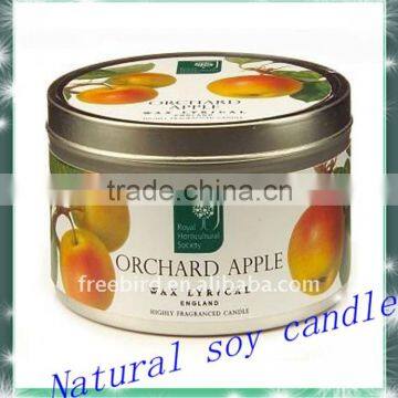 high quality printed scented soy candle in tin container