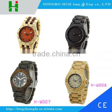 2016 High Quality Day Date Watch New Fashion Japan Movement Quartz Wooden Watch