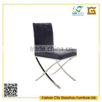 Modern design metal cross legs leather dining chair