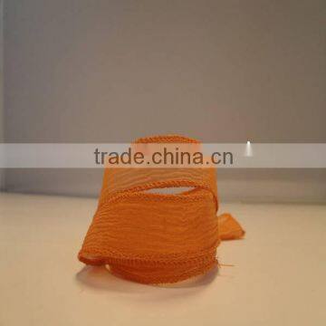 ORANGE - silk cords - silk bracelet - silk taper - silk hand dyed cords - silk ribbon cords - silk ribbon