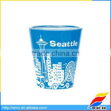 Wholesale normal shaped skyline bule small shot glass